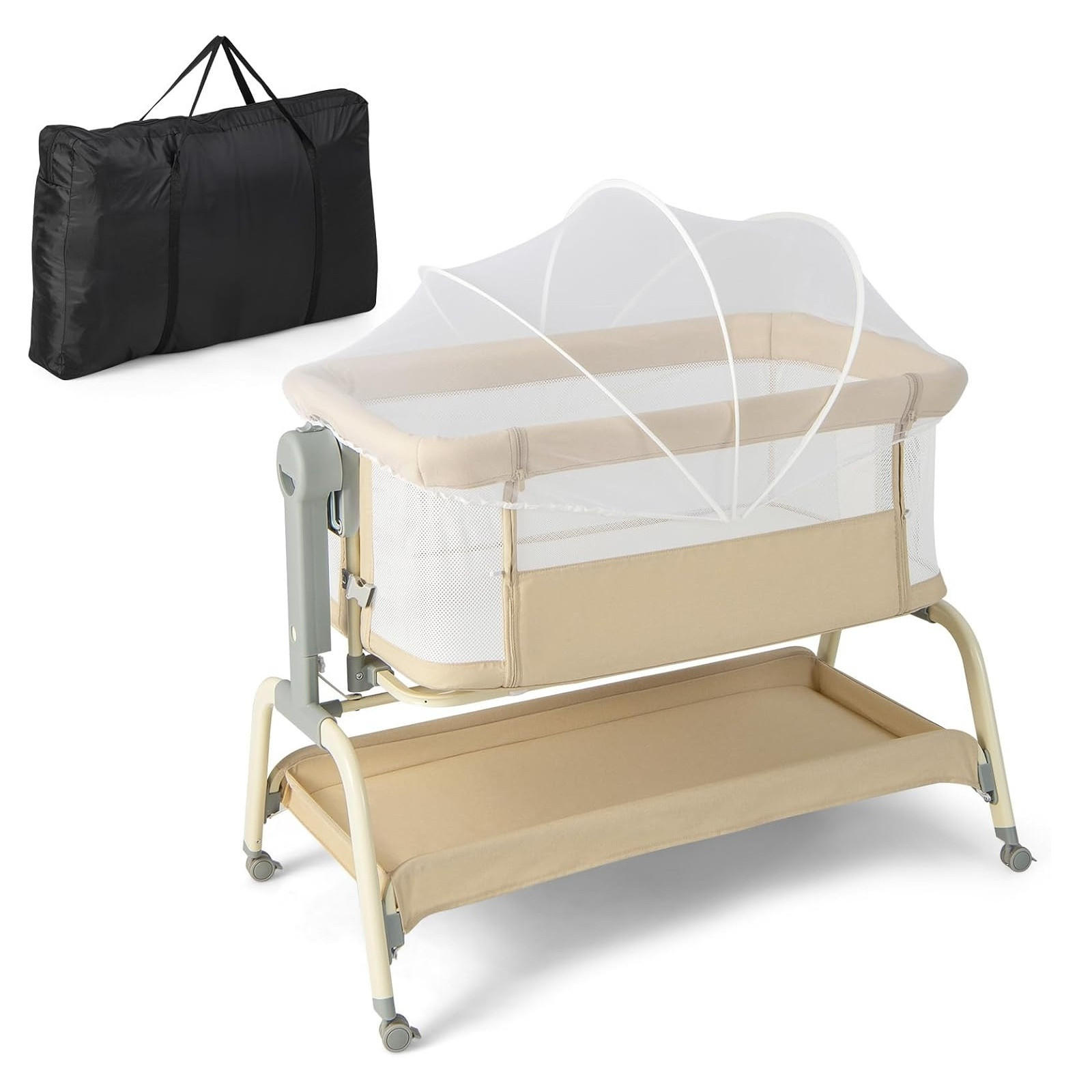 BABYWIEGE faltbar beige - Beige, Textil - COSTWAY