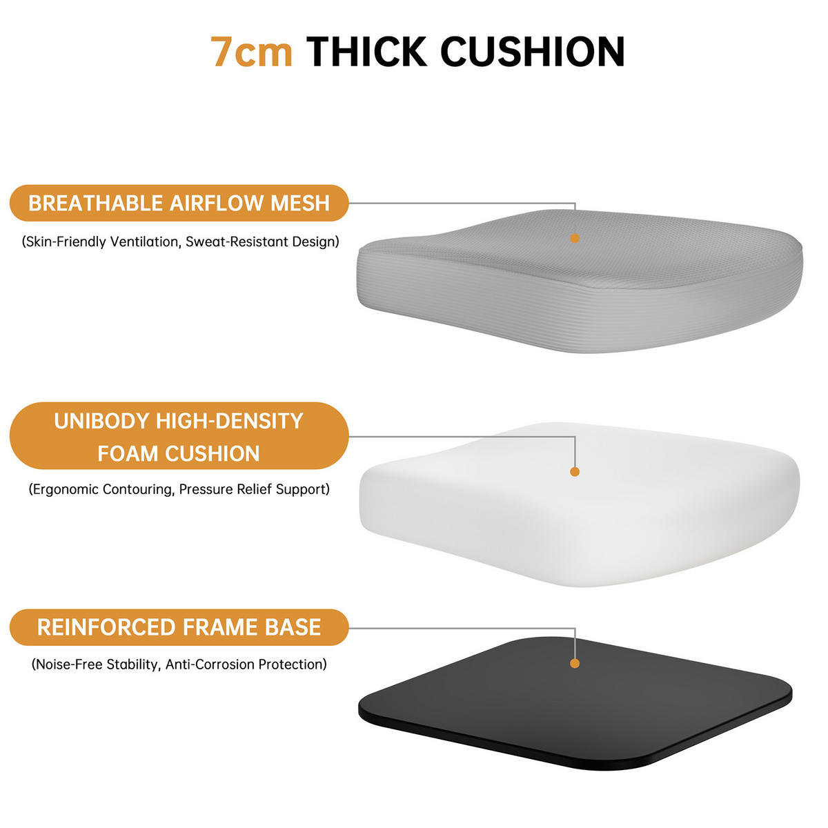 BÜROSTUHL ergonomisch Weiß-Grau mit Lendenstütze - Grau, Metall (58.5/28.5/61cm) - Rattrix