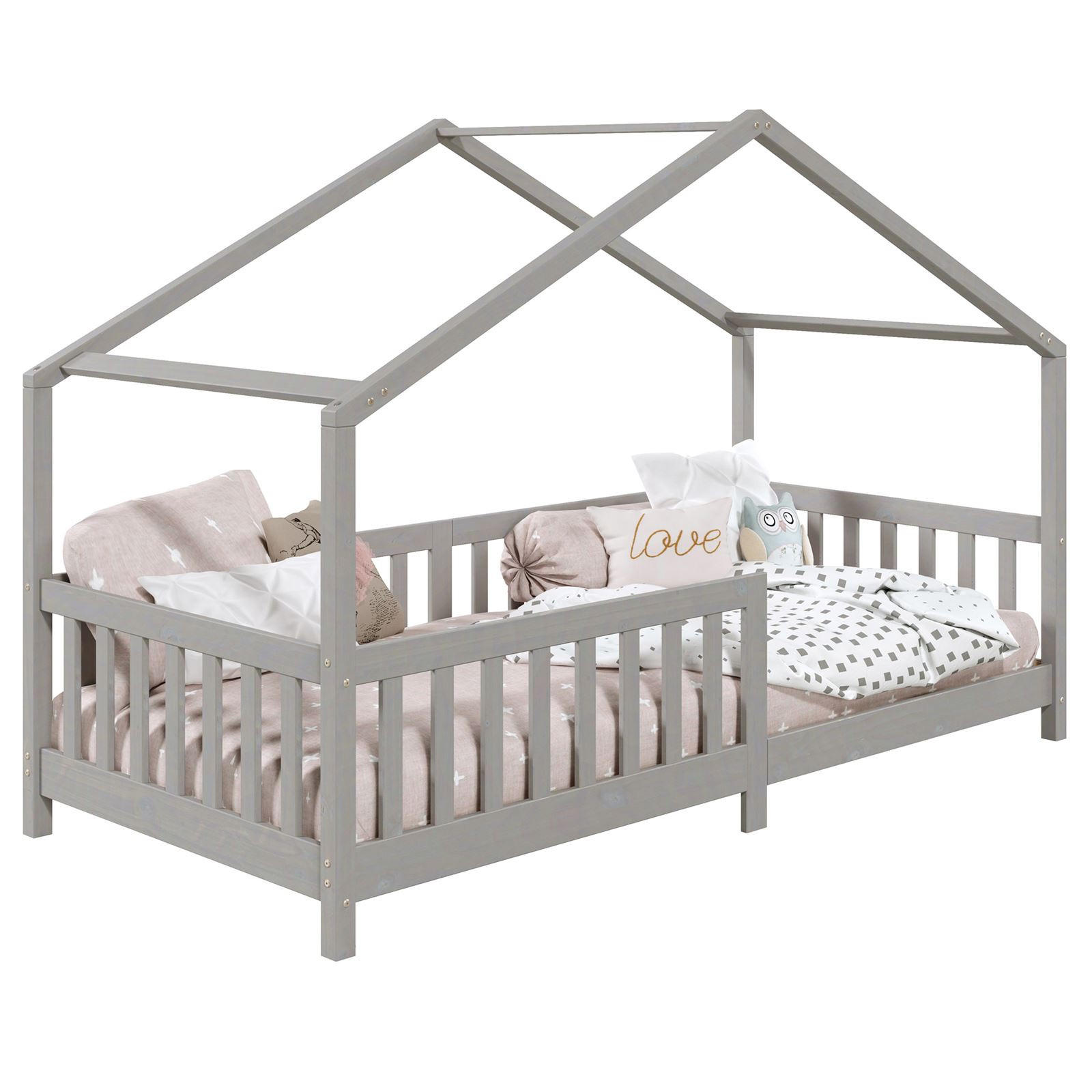 HAUSBETT LISAN 90x200 cm - Grau, Holz (96/138/206cm) - IDIMEX