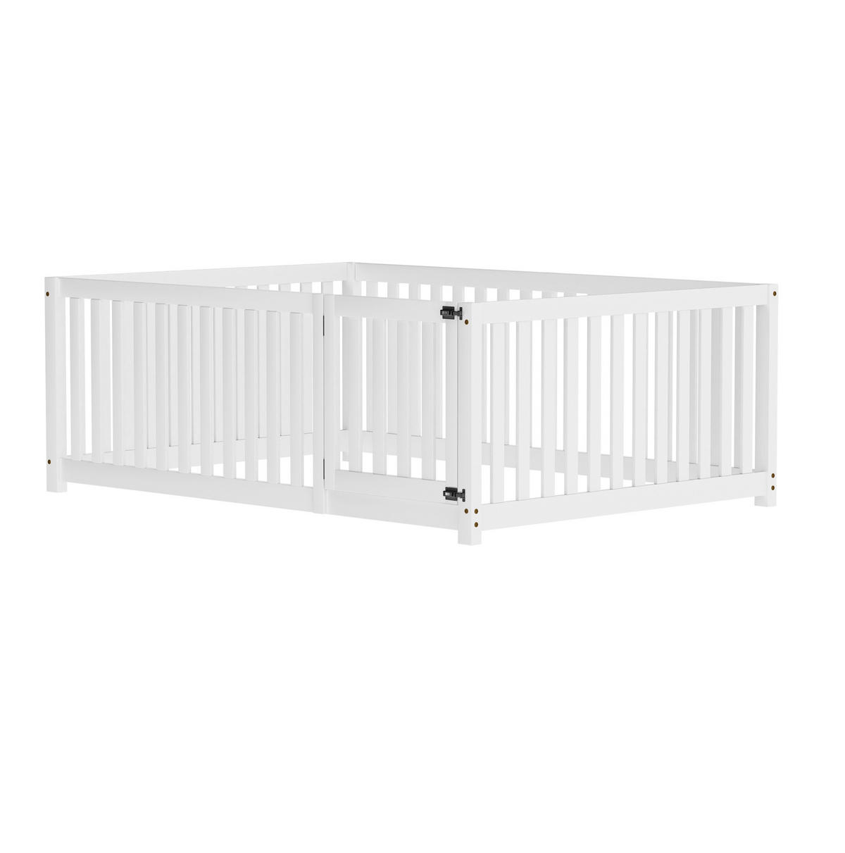 DĚTSKÁ postel 140/200 cm bílá z masivního dřeva s ohrádkou a dvířky - bílá, dřevo (140/200cm) - OKWISH