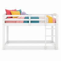VÅNINGSSÄNG 90/200 cm i vit med säkerhetsräcke och låg design - Vit, Trä (90/200cm) - STILVORA