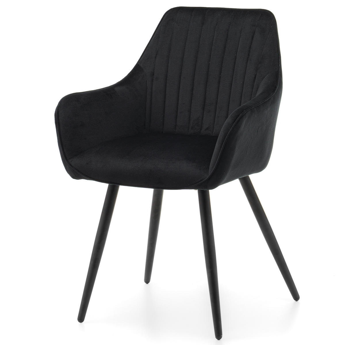 STUHL PASSO gepolstert mit Steppung - schwarz - Samt Velours - Schwarz, Textil/Metall (58/87/60cm) - NEW HOME