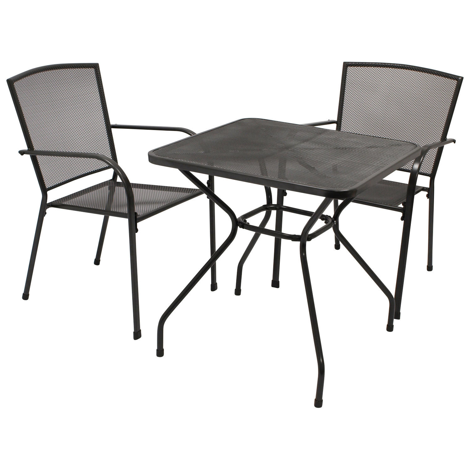 GARTENESSGRUPPE Glasgow - GARTEN-GARNITUR für 2 Personen - Gartenmöbel Set 3-teilig - Streckmetall anthrazit - Grau, Metall - TPFGarden