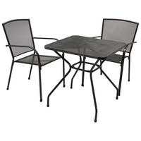 GARTENESSGRUPPE Glasgow - GARTEN-GARNITUR für 2 Personen - Gartenmöbel Set 3-teilig - Streckmetall anthrazit - Grau, Metall - TPFGarden