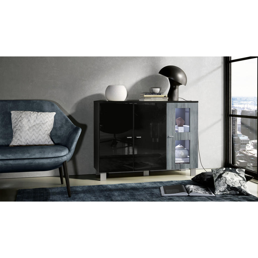 Thumbnail - Vladon Sideboard, Anthrazit, Holzwerkstoff, 107x81x35 cm, Wohnzimmer, Kommoden & Sideboards, Sideboards