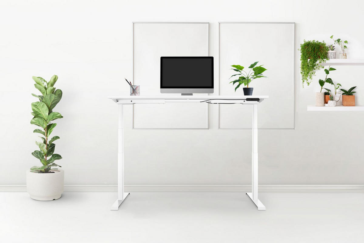 SCHREIBTISCH elektrisch höhenverstellbar REC 160x60 cm - Weiß, Metall (60/160/65cm) - Schaff