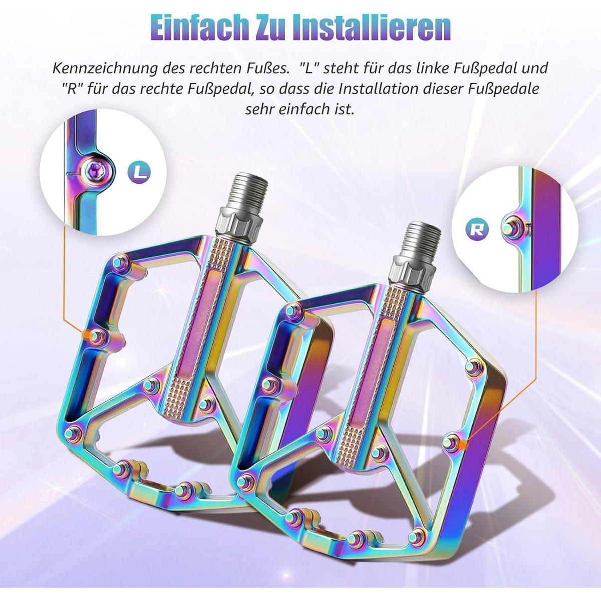 FAHRRADPEDALE 9/16 Zoll Aluminiumlegierung bunt 2-teiliges Set - Multicolor, Metall (13/1.5/23cm)
