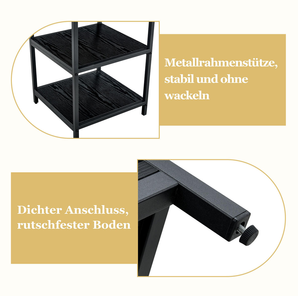ESSTISCH-SET rund 107 cm mit 2 Stühlen Schwarz/Grau - Schwarz, Metall (107/75/107cm) - Meubliv