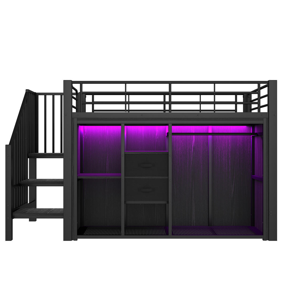 HOCHBETT aus Metall 90x200 cm in Schwarz mit LED-Beleuchtung - Schwarz, Metall (90/200cm) - Modfu