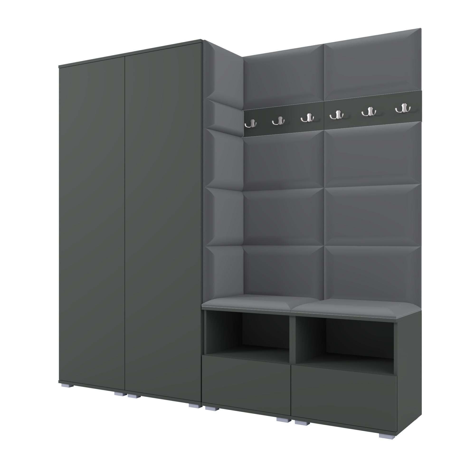 Ravio Garderobe Graphit, Dunkelgrau 200x187x40 cm