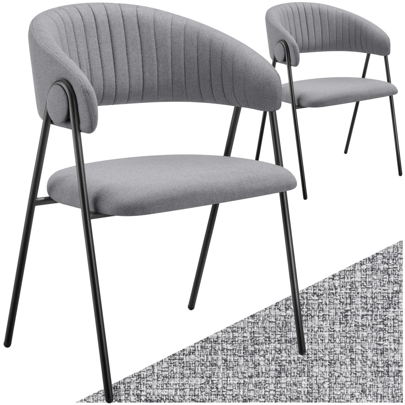 ARMLEHNSTUHL 2er Set Bedano 60 x 58 x 85 cm grau - Grau, Kunststoff (60/85/58cm) - tectake