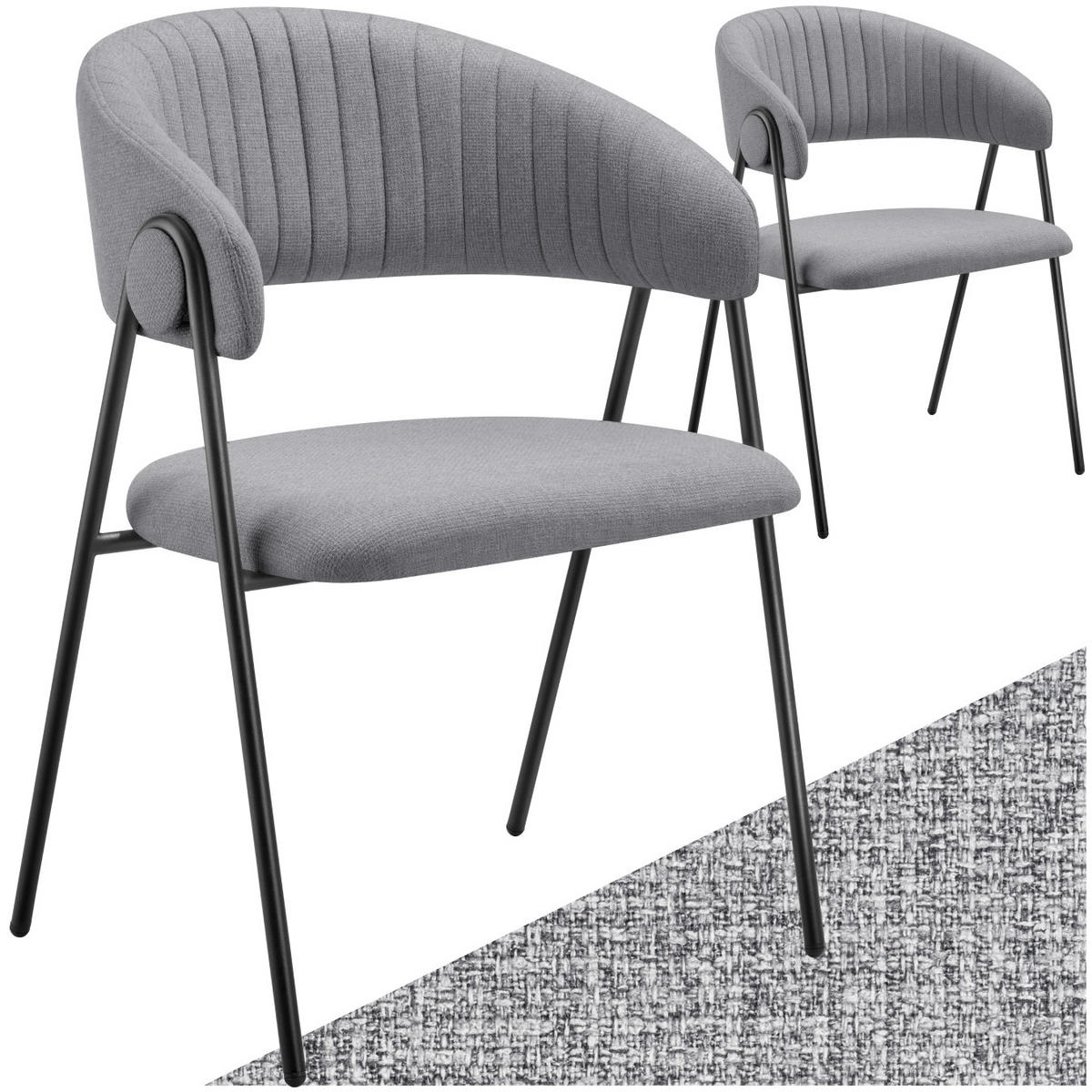 ARMLEHNSTUHL 2er Set Bedano 60 x 58 x 85 cm grau - Grau, Kunststoff (60/85/58cm) - tectake