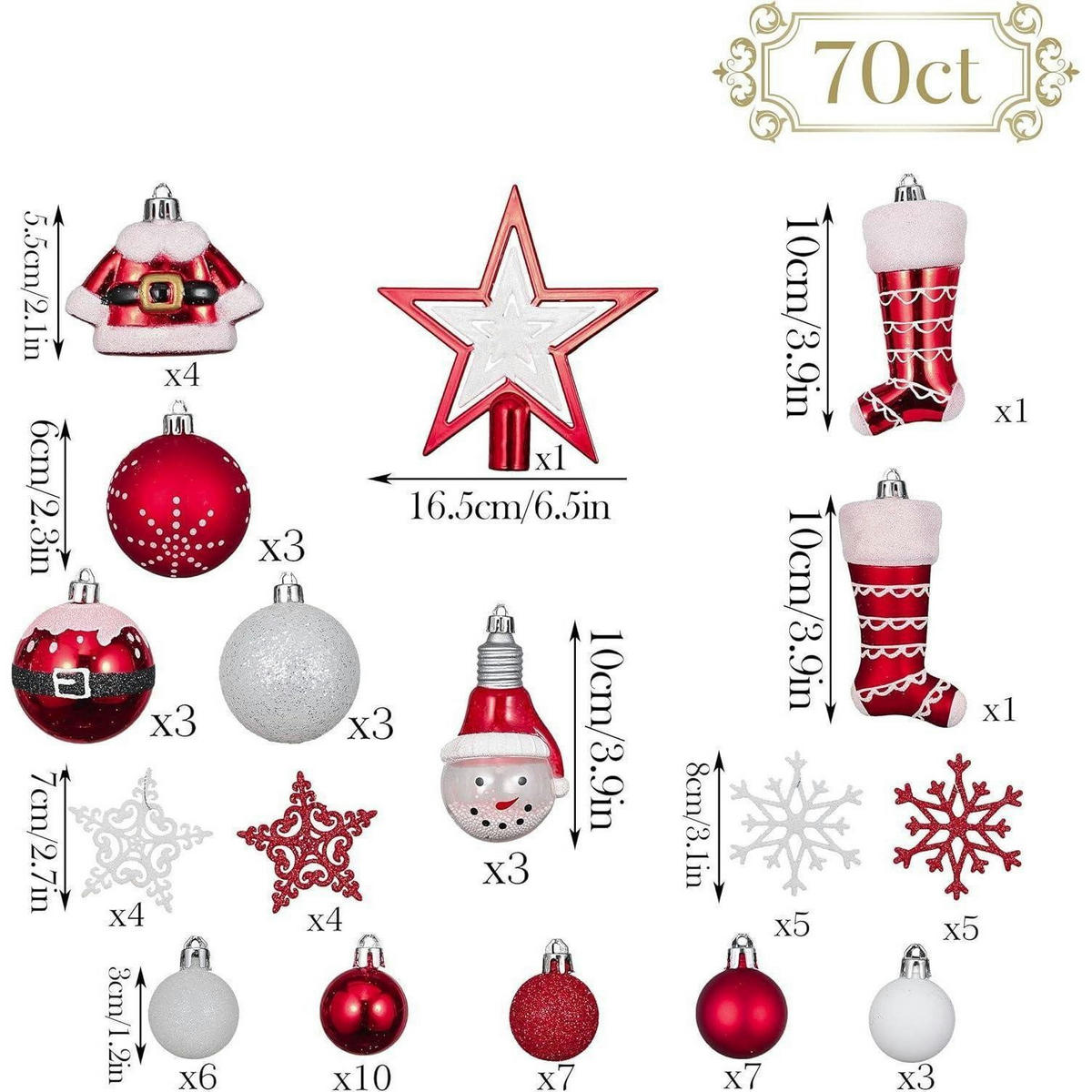 WEIHNACHTSKUGELN 70-teiliges Set - Multicolor, Kunststoff (10/10/16.5cm)