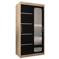 SCHWEBETÜRENSCHRANK 200/100/62 2-türig - Silberfarben/Schwarz, Holz/Kunststoff (100/200/62cm) - Abiks Möbel