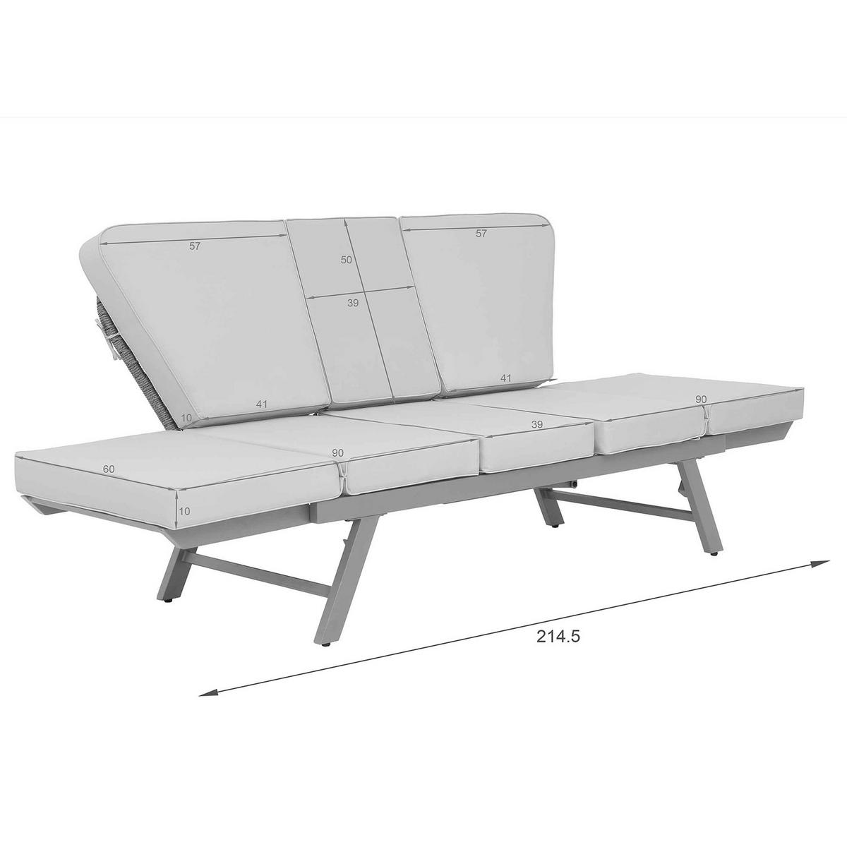 LOUNGESOFA - Stahl / Polyester - Anthrazit - Taupe, Holz/Metall (176/83/75cm) - home24