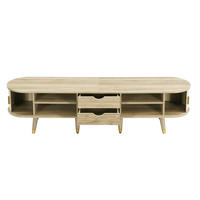 TV-RACK 175/38/45 cm Eiche mit Rattan-Schiebetür und 2 Schubladen - Alteiche, Holz (175/45/38cm) - Oxeza