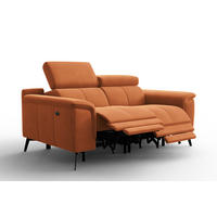 SOFA RELAX FIERO 2-Sitzer, Oranger Veloursstoff - Schwarz/Orange, Holz/Textil (170/82/103cm) - Courtois Laville