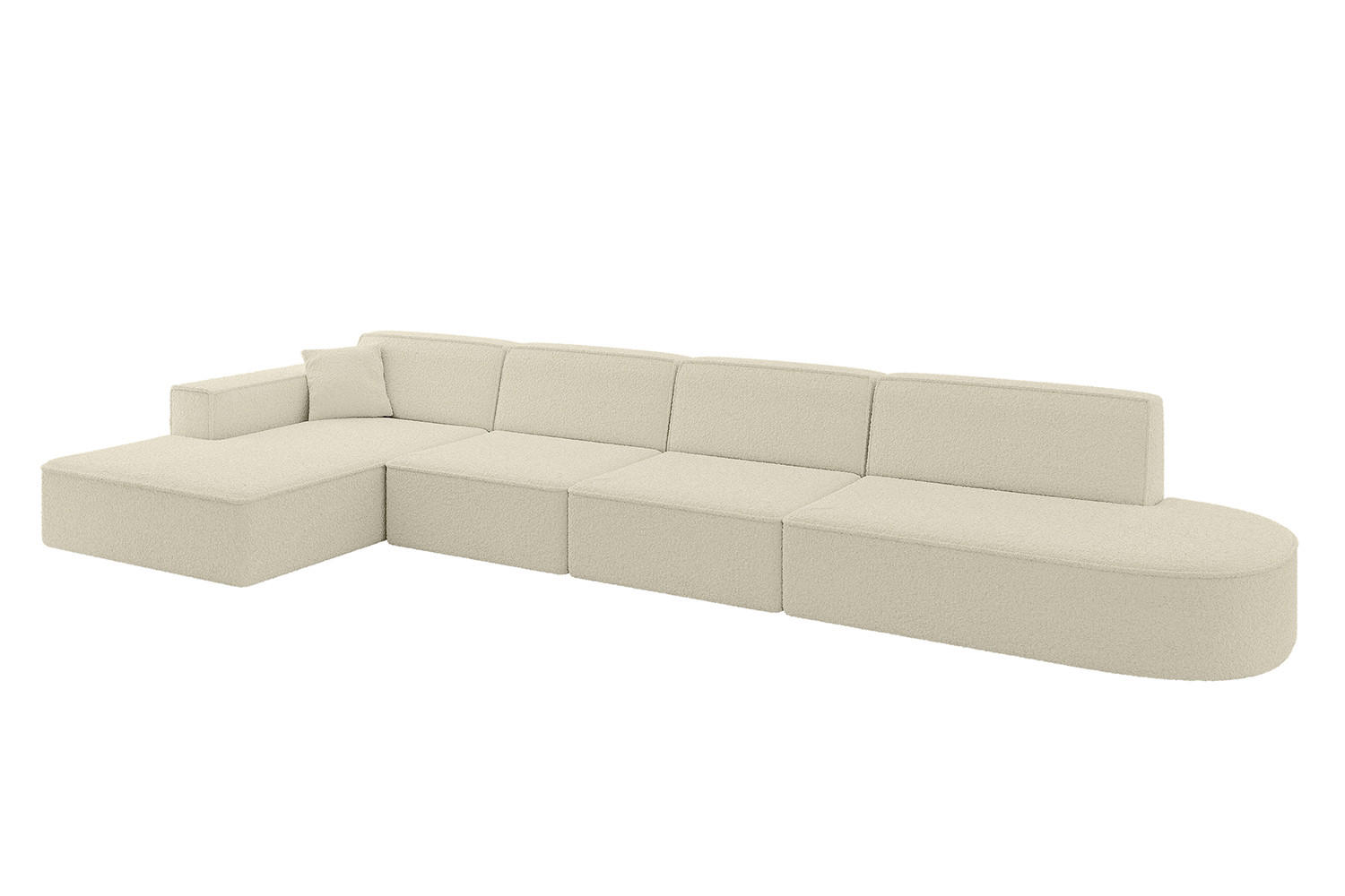ECKSOFA Ottomane Links IREA-L3-v4 - 412x165x77 cm Beige - Creme, Holzwerkstoff/Textil (412/165cm) - ALTDECOR
