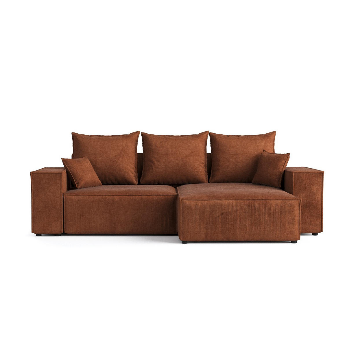 ECKSOFA SENSO mit Schlaffunktion Kupfer im Wind Stoff - Schwarz/Kupferfarben, Holz/Holzwerkstoff (255/148cm) - AltaBeds