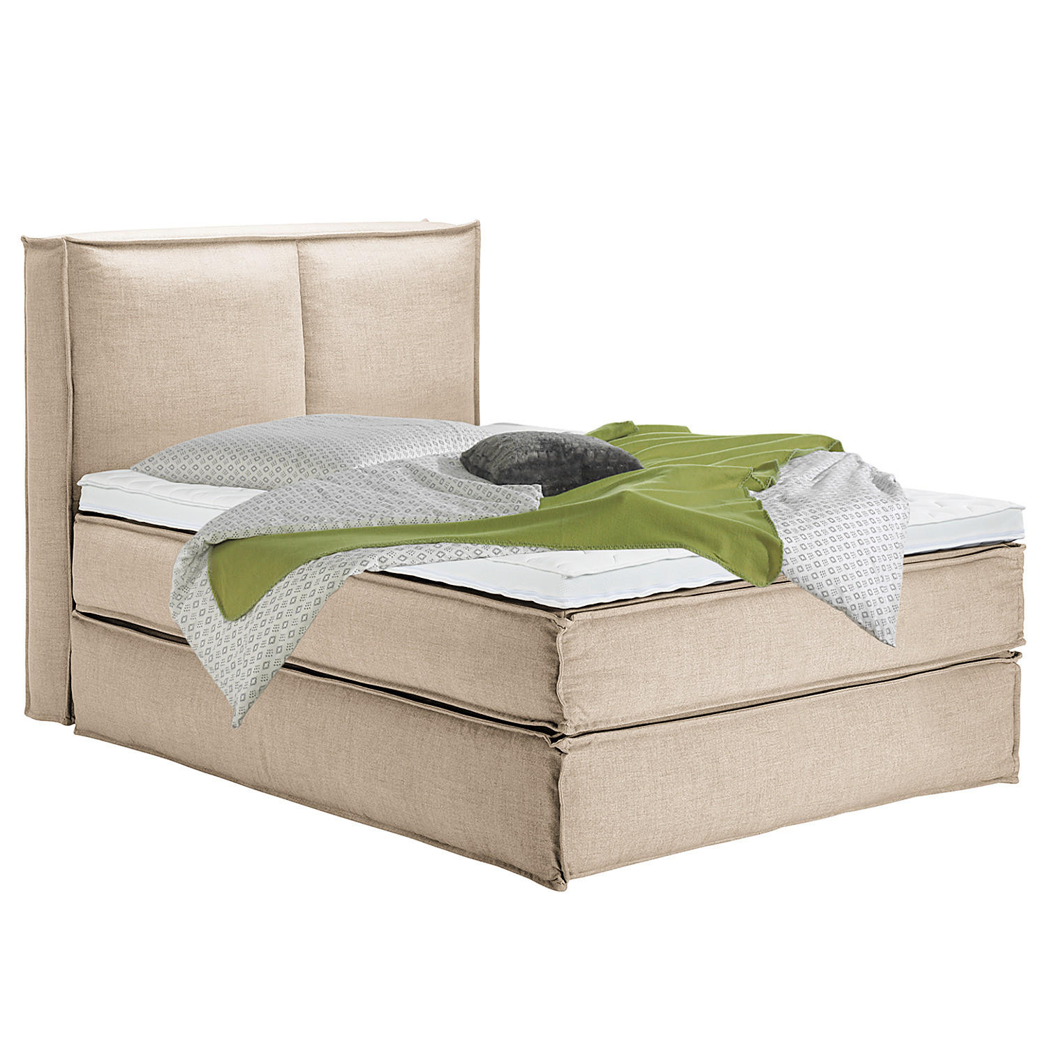 BOXSPRINGBETT mit Kopfteil - Premium - Beige, Textil (140/220cm) - home24