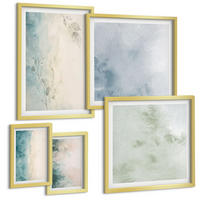 BILDER SET 5er Set - 50x50 cm & 20x30 cm & 40x60 cm Goldrahmen - Aquarell-Leinwandstil - Goldfarben, Kunststoff (40/60cm) - TULUP