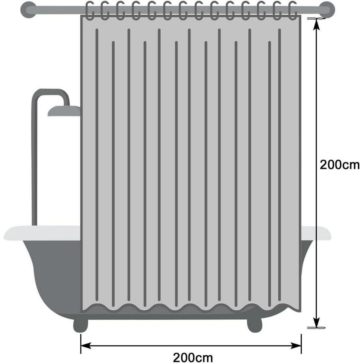 DUSCHVORHANG Grau 200 x 200 cm Wasserdicht - Grau, Textil (200/200cm)