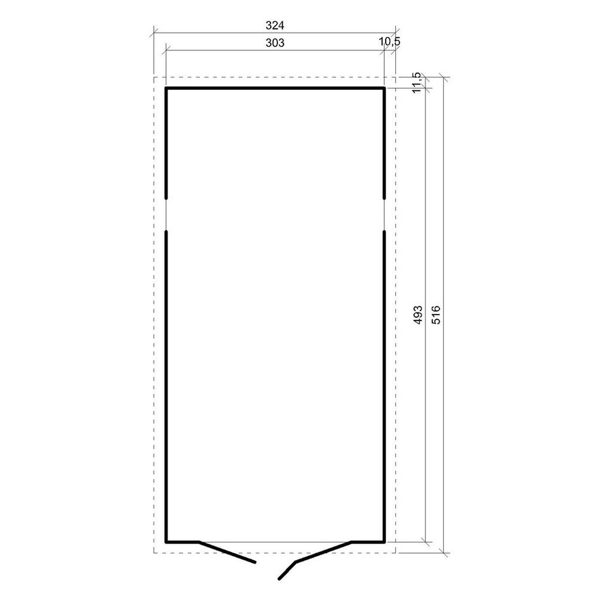 LESENA garaža 15 m² - H222x516x324 cm - Panelna konstrukcija - M101 - naravne barve, les (303/183/493cm) - Timbela
