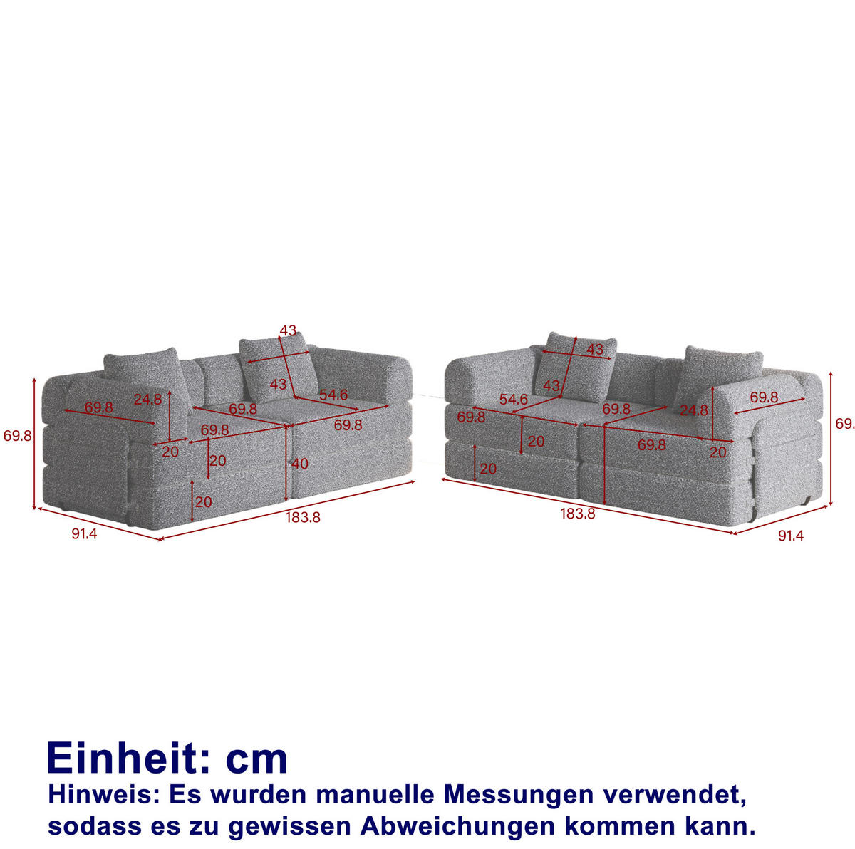 SCHLAFSOFA 2-in-1 aus Chenille mit Armlehnen-Staufach, 91,4/183,8/69,8 cm, Schwarz - Schwarz, Textil (91.4/69.8/183.8cm) - Redom