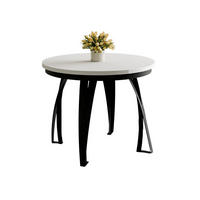 ESSTISCH LUGOS ausziehbar Ø 100 Weiß+Schwarz - Weiß, Holzwerkstoff (100/100/77cm) - Compleo24