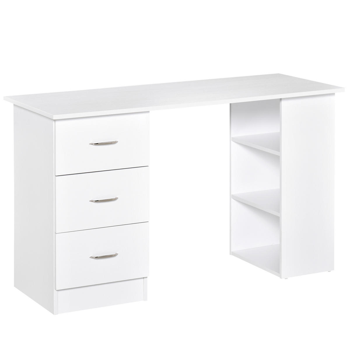 SCHREIBTISCH Weiß mit Schubladen und Regalfächern 120/49/72 cm - Weiß, Holz (49/120/72cm) - PANGIVO