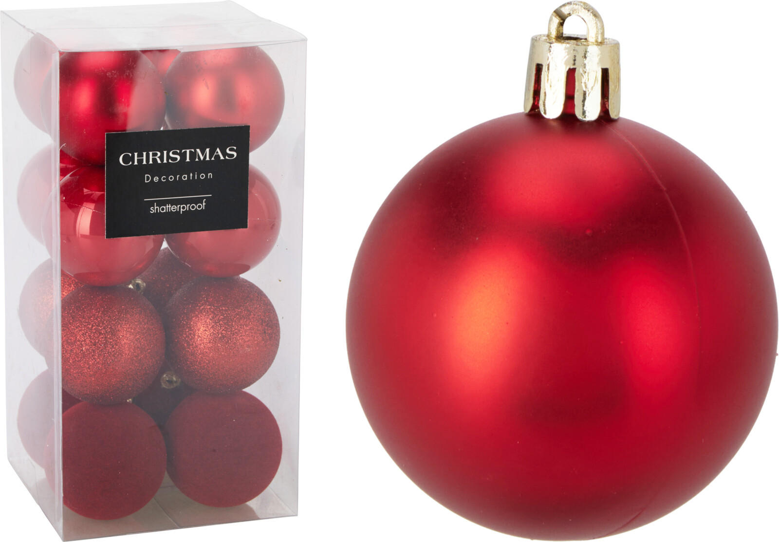 CHRISTBAUMKUGEL Basic Rot 16er Set 6/6/6 cm Kunststoff - Rot, Kunststoff (6/6/6cm) - Mondex