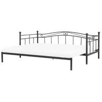 AUSZIEHBETT 90x200 cm Schwarz Tulle - Schwarz, Metall (90/200cm) - Beliani