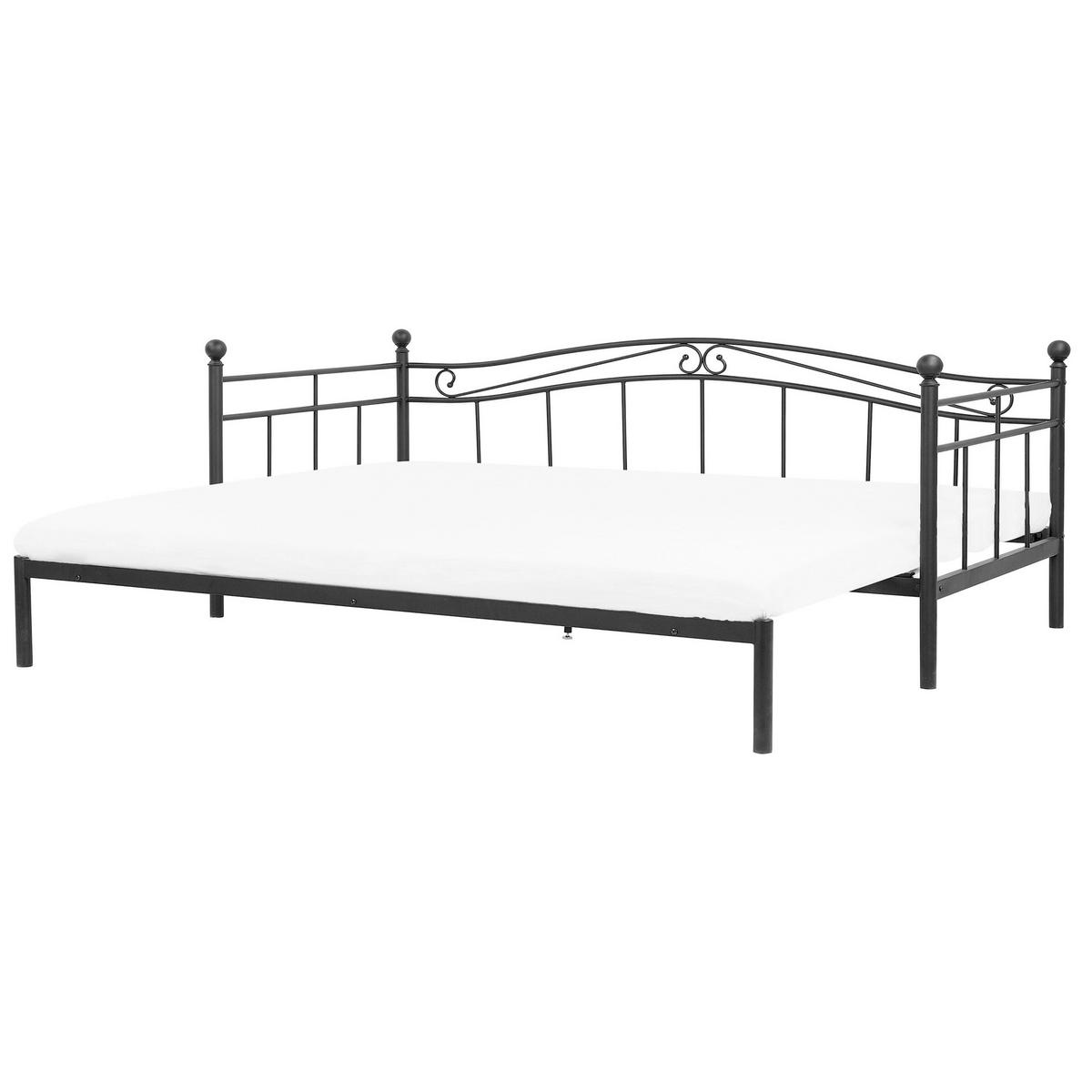 AUSZIEHBETT 90x200 cm Schwarz Tulle - Schwarz, Metall (90/200cm) - Beliani