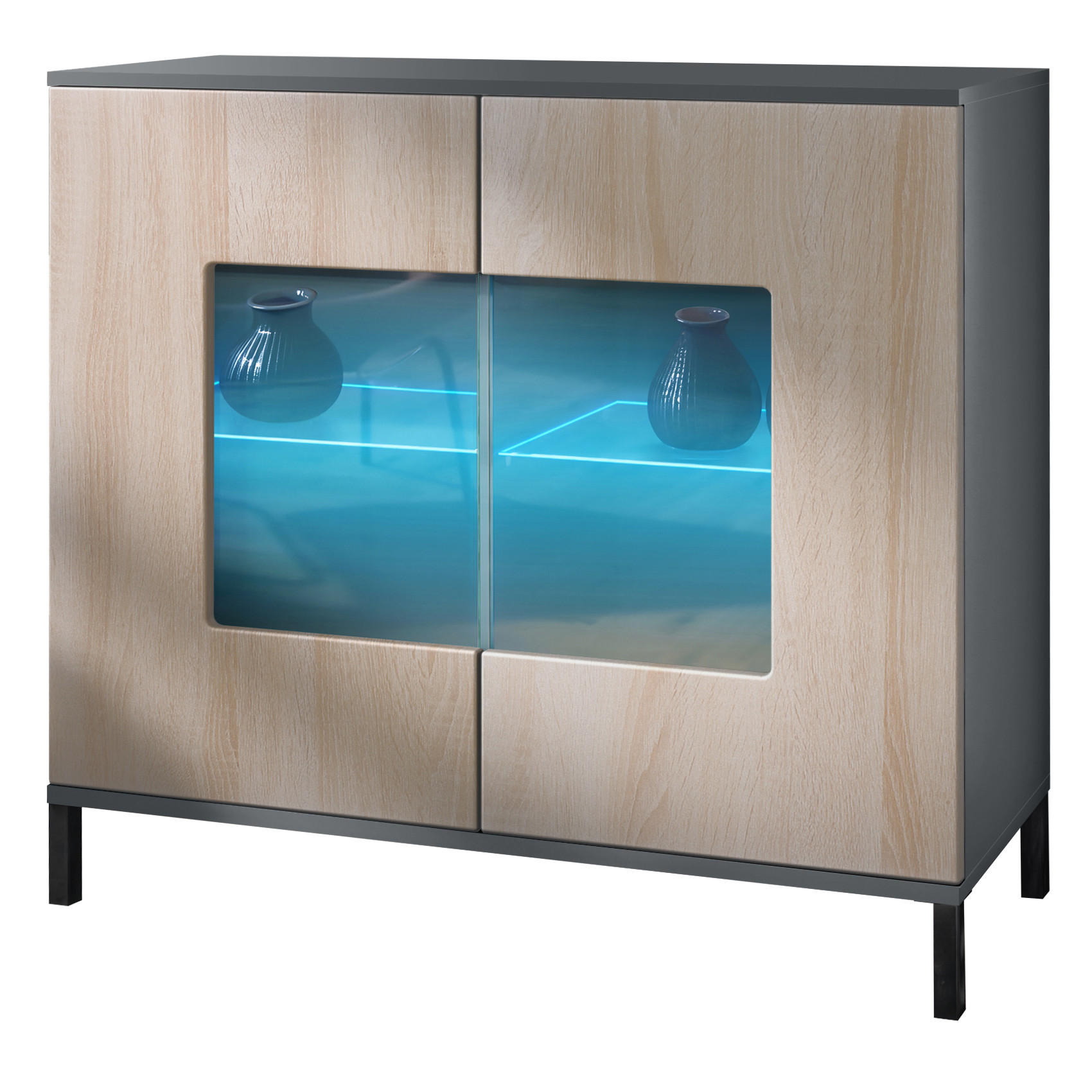 KOMMODE Grömitz Eiche sägerau - Eiche San Remo, Holzwerkstoff (92.5/83.5/35cm) - Vladon