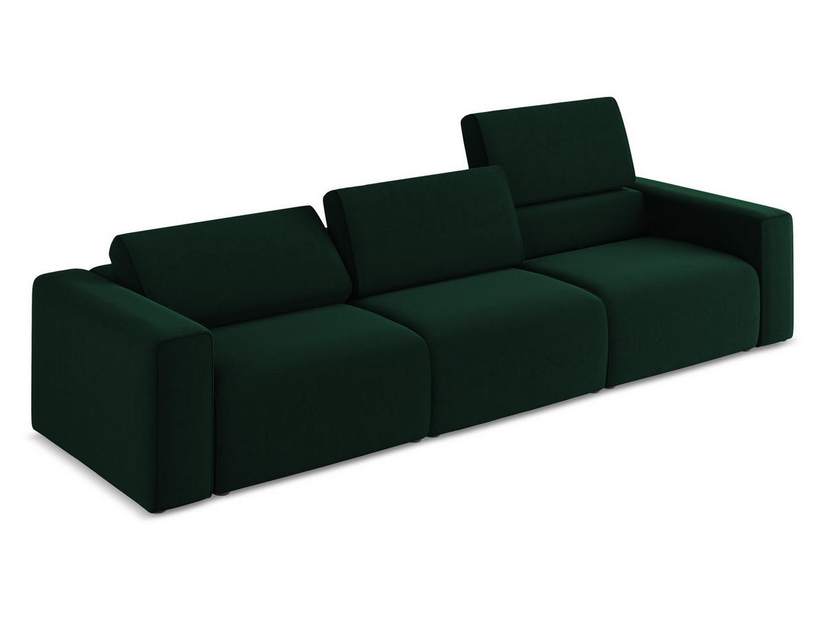 4-SITZER-SOFA Samt Stoff Grün - Blau/Dunkelgrün, Kunststoff/Textil (314/80/103cm) - Makamii