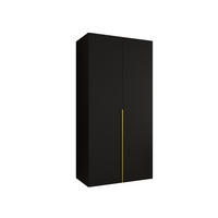 DREHTÜRENSCHRANK 202/100/52 2-türig - Goldfarben/Schwarz, Holz (100/202/52cm) - Abiks Möbel