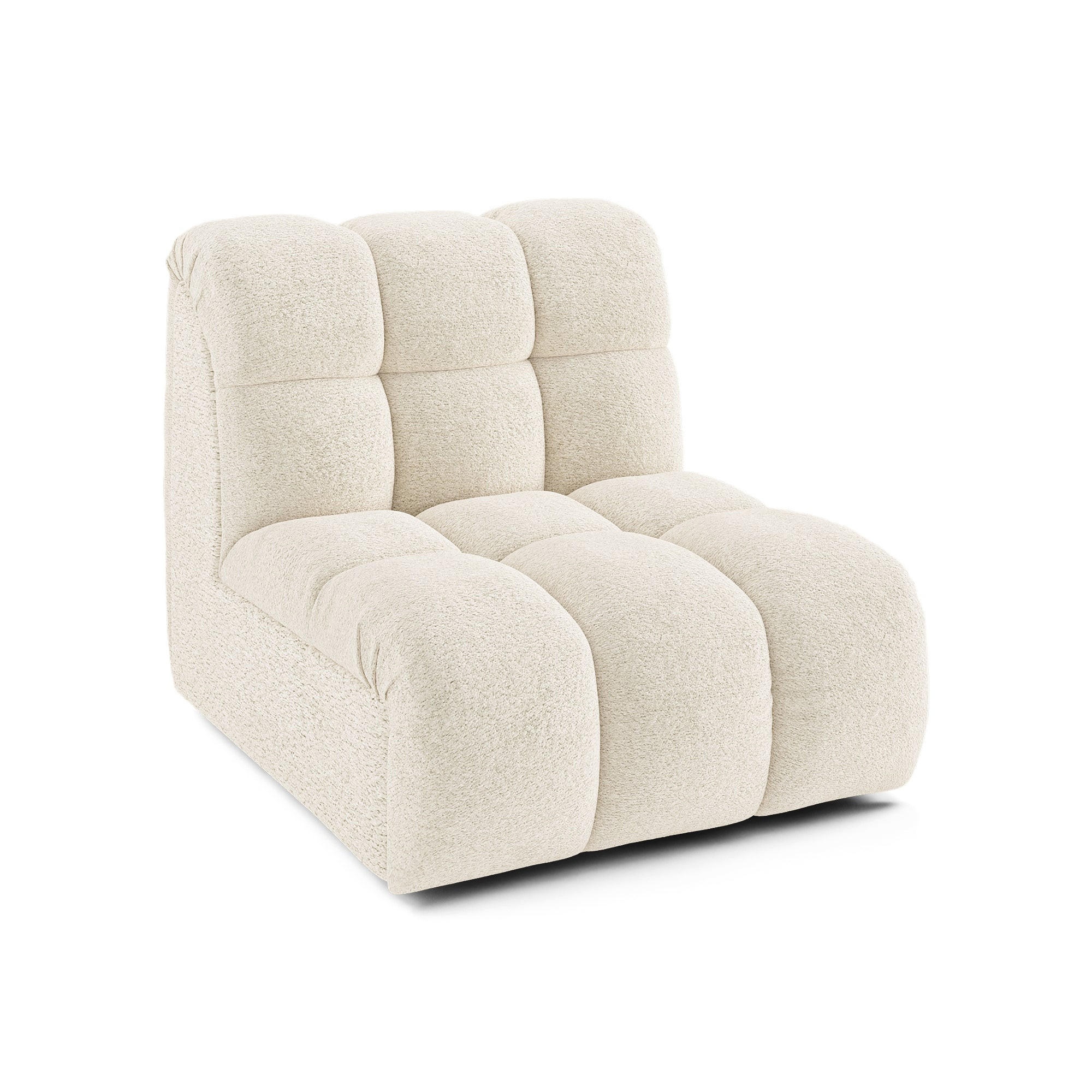 MODULARER Drehsessel SEVEN Bouclé-Stoff Creme 81cm - Creme, Textil (81/77/98cm) - Premium Interiors