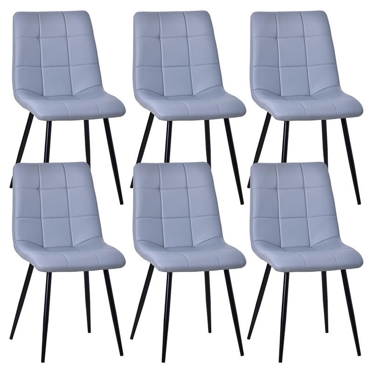 STUHL-SET 6 Stück Kunstleder-YZ6 - Grau, Textil (48/89/61cm) - HOMAVO