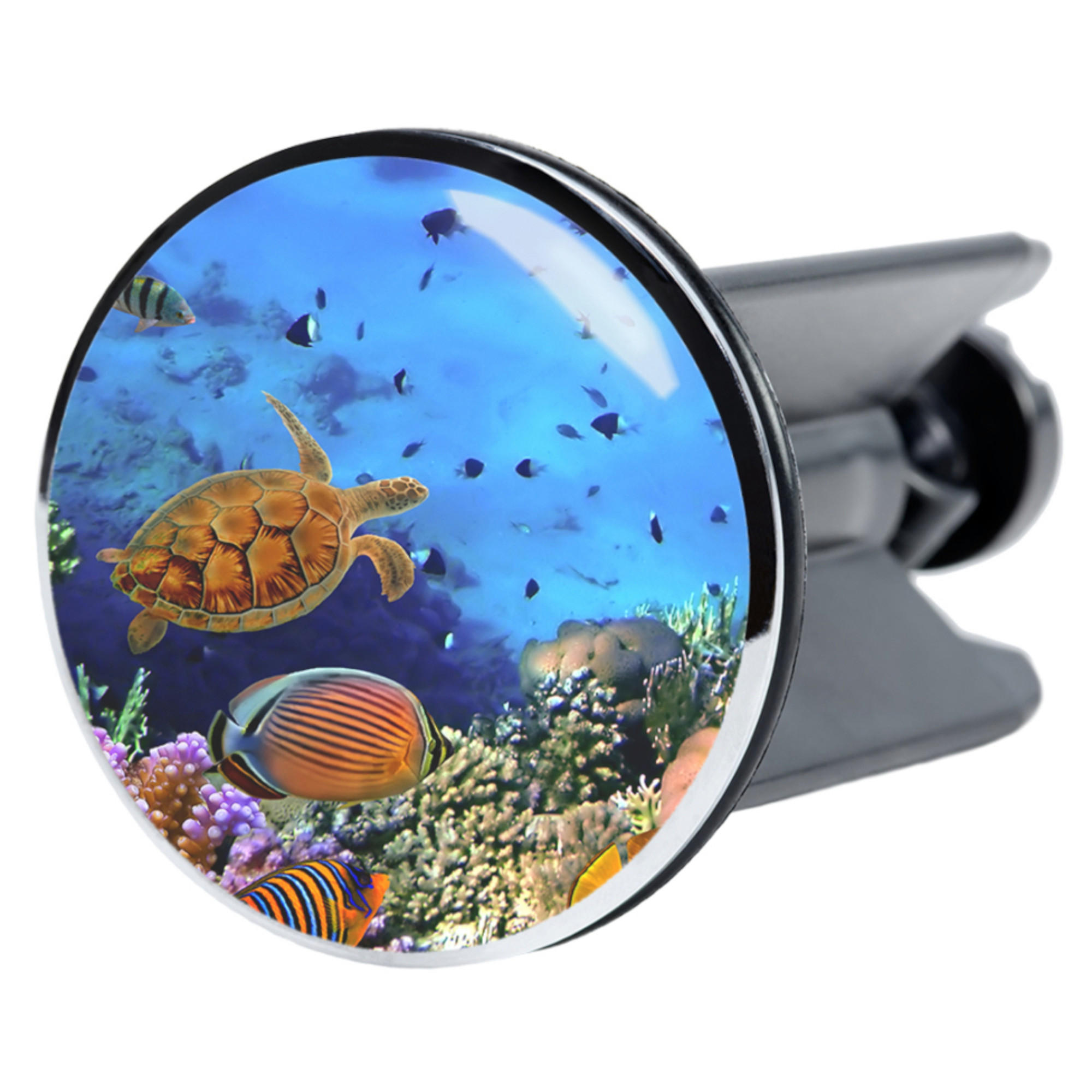 WASCHBECKENSTÖPSEL Ocean - Blau, Kunststoff/Metall (4/7/7cm) - Sanilo