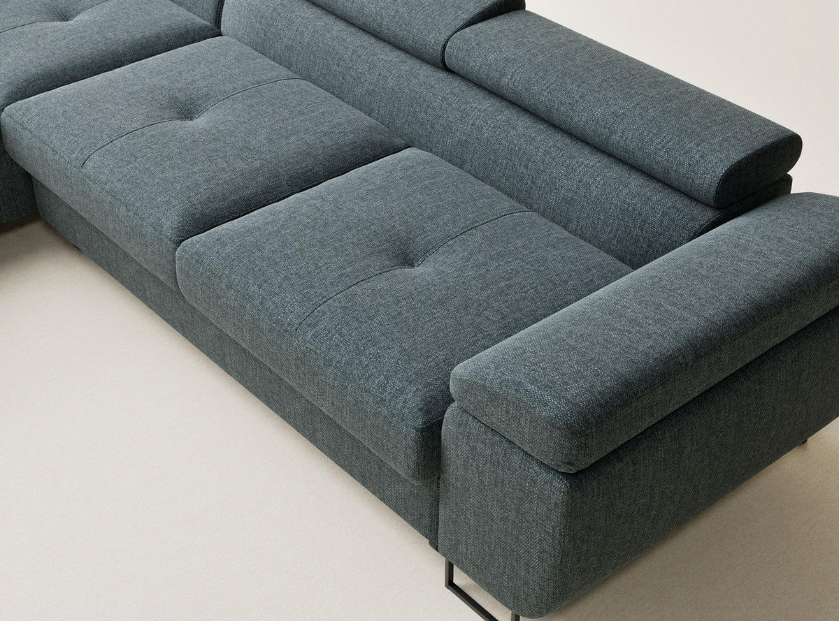 ECKSOFA Concord Blau Webstoff - Links Seite - Blau/Schwarz, Holz/Holzwerkstoff (203/277cm) - Maison de Reve