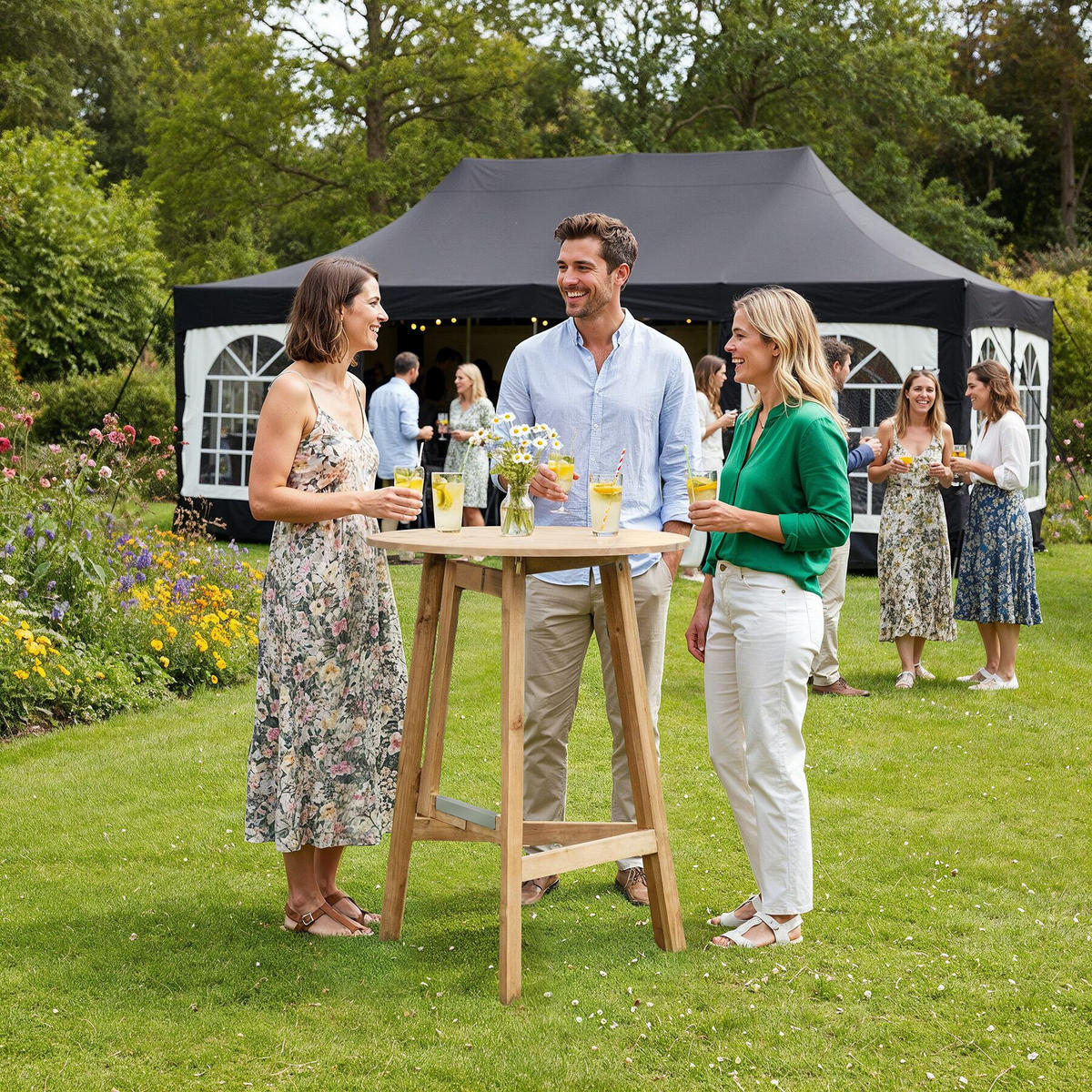 STEHTISCH Trix,Stabilisierungsschiene aus Metall,braun - Braun, Holz (79/79/110cm) - tectake