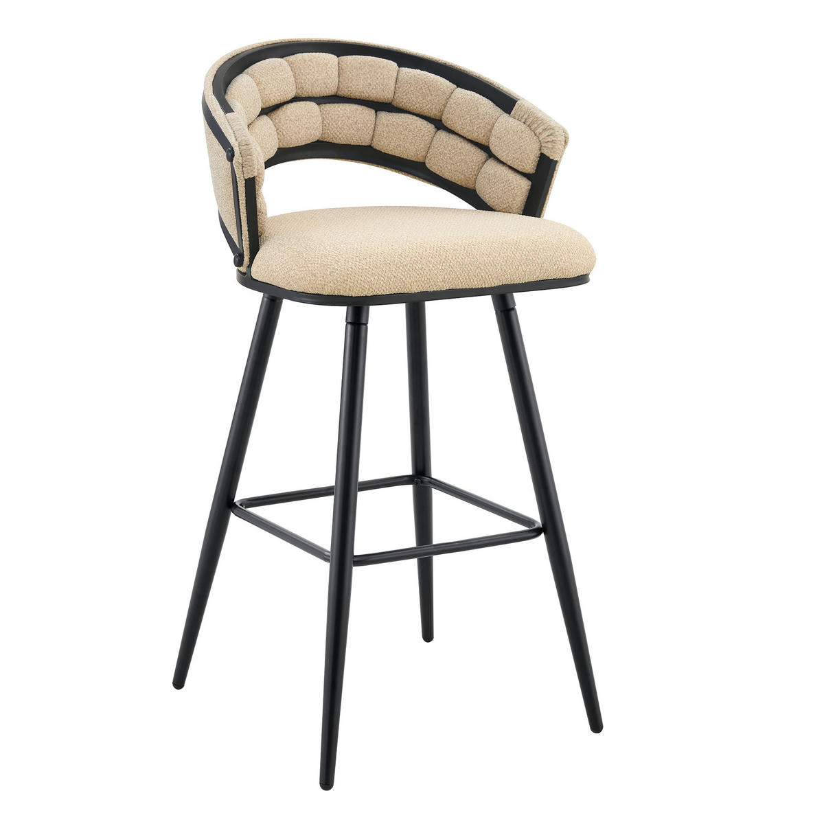 BARHOCKER 4er-Set Beige aus Samt mit Rückenlehne und Metallbeinen - Beige, Metall (56/98.5/50.5cm) - PANGIVO