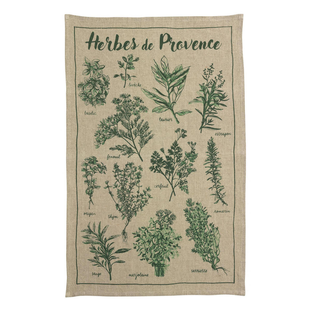 LEINEN-GESCHIRRTUCH Les herbes natur 45 x 70 cm - Naturfarben, Textil (45/70cm) - Winkler