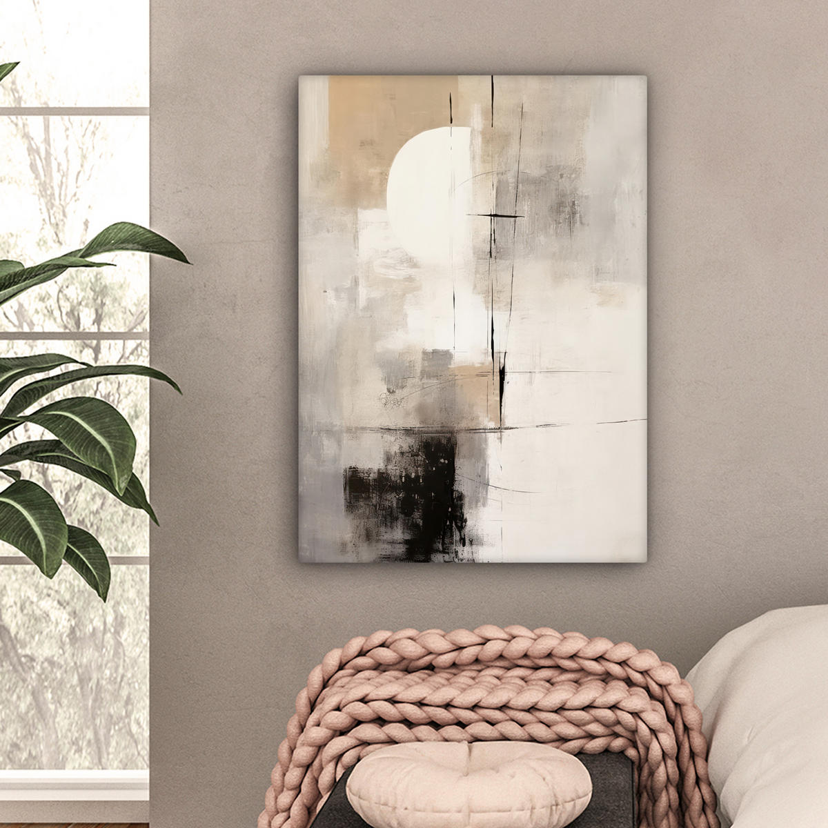 LEINWANDBILD Abstrakt - Kunst - Grau Wandbild Wohnzimmer 60x80 cm - Hellgrau, Textil (60/80cm) - MuchoWow