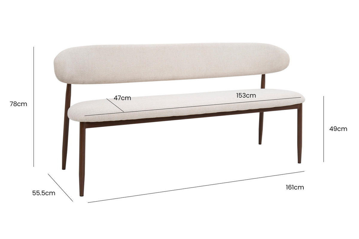 ESSZIMMERBANK aus Stoff 160x55x77cm, beige/natur - Beige, Textil (160/77/55cm) - Giga Meubel