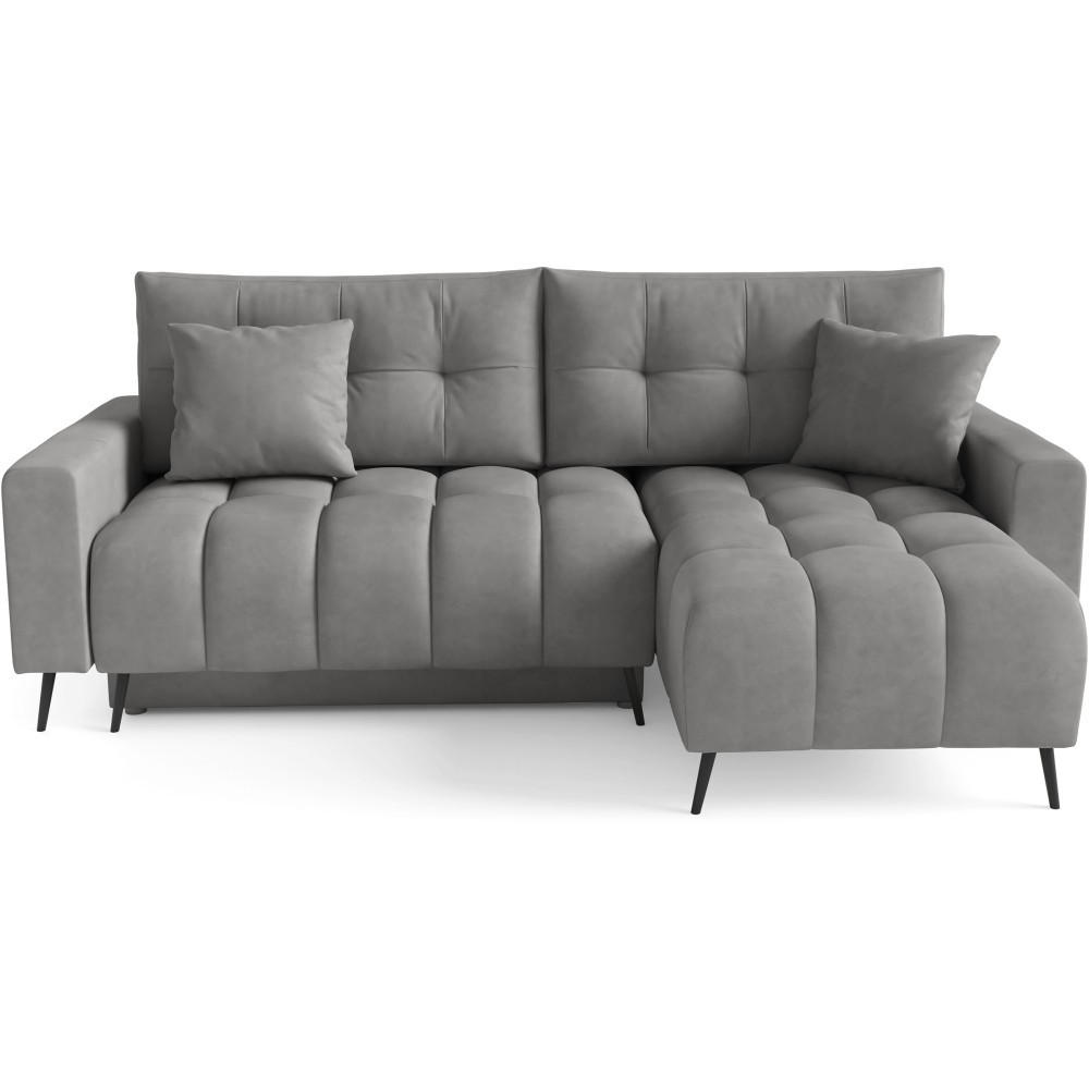 ECKSCHLAFSOFA Denver im Veloursstoff, Grau - Schwarz/Grau, Textil (232/148cm) - Beautysofa