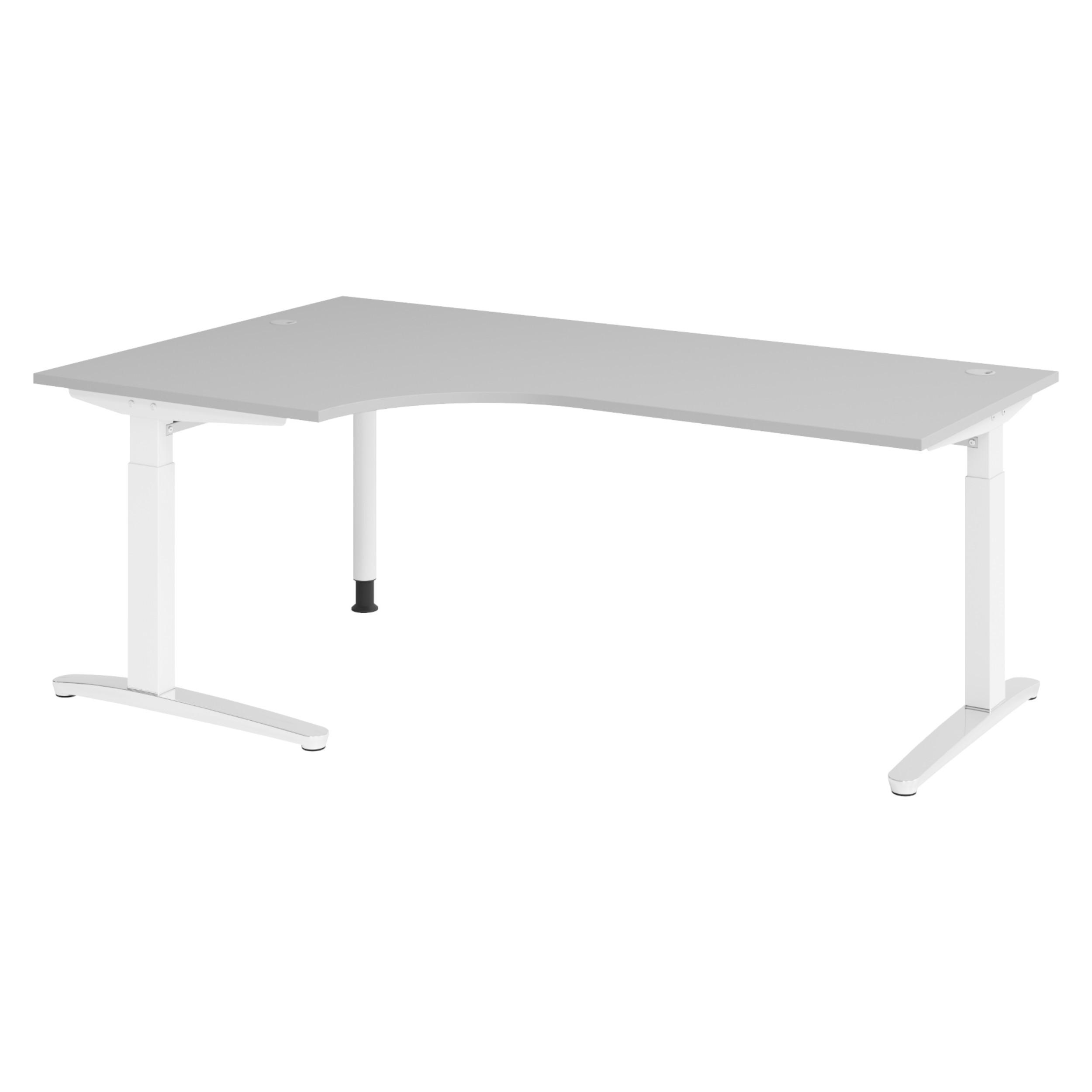 SCHREIBTISCH Serie-XB 120/200/74 cm in Grau/Weiß/Alu poliert - Silberfarben/Weiß, Holzwerkstoff (120/200/74cm) - bümö
