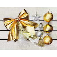 LAALU CHRISTBAUMKUGEL-SET 100 Stück in Luxusbox SHINING ELEGANCE für Weihnachtsbäume 120-210 cm - Champagner/Silberfarben, Kunststoff/Textil (55/50/75cm) - LAALU