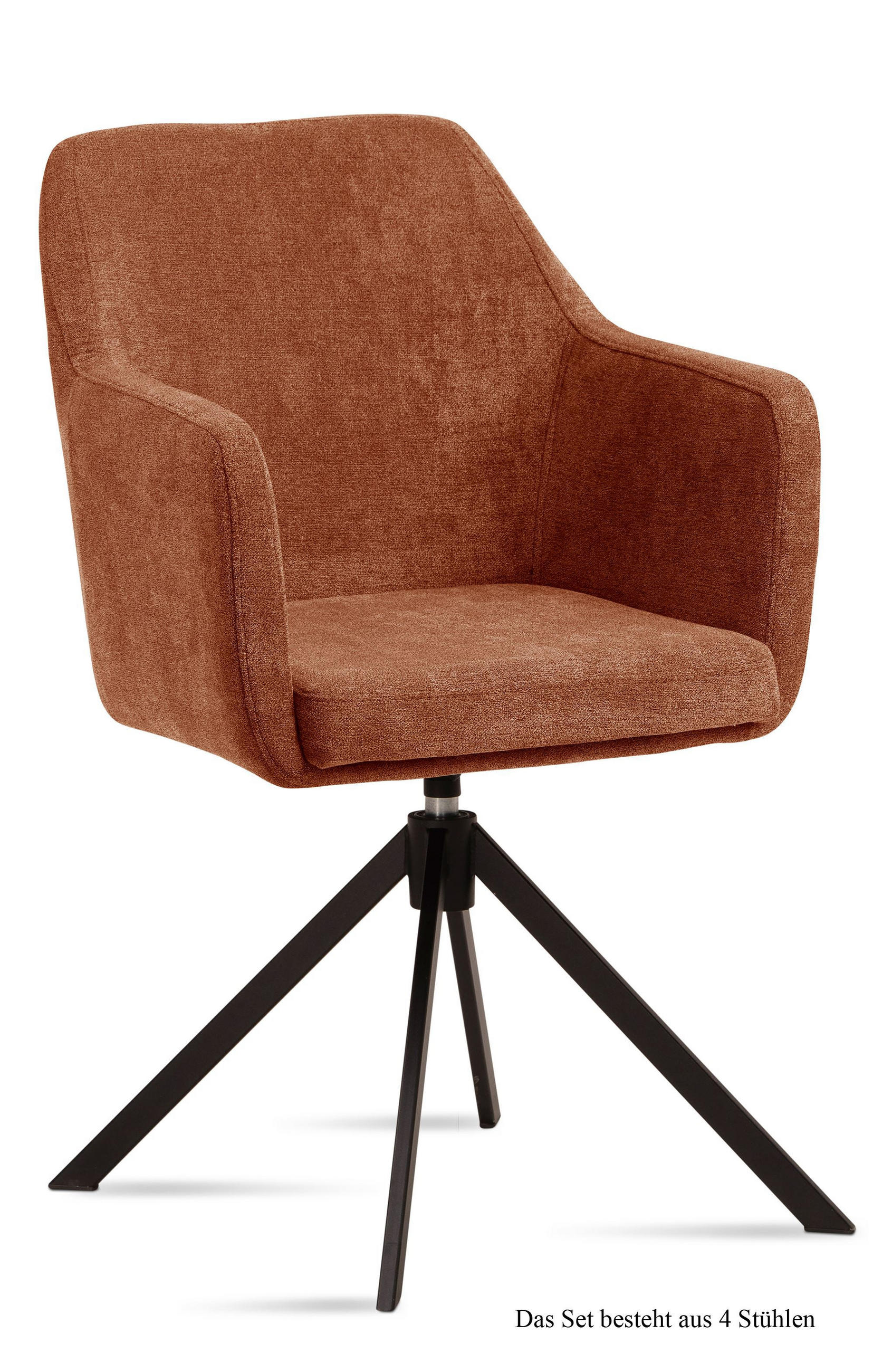 ARMLEHNSTUHL drehbar (4er-Set) Denice 57x87x60 Schwarz/Cognac - Cognac/Schwarz, Kunststoff (60/87/57cm) - 58aufmkessel