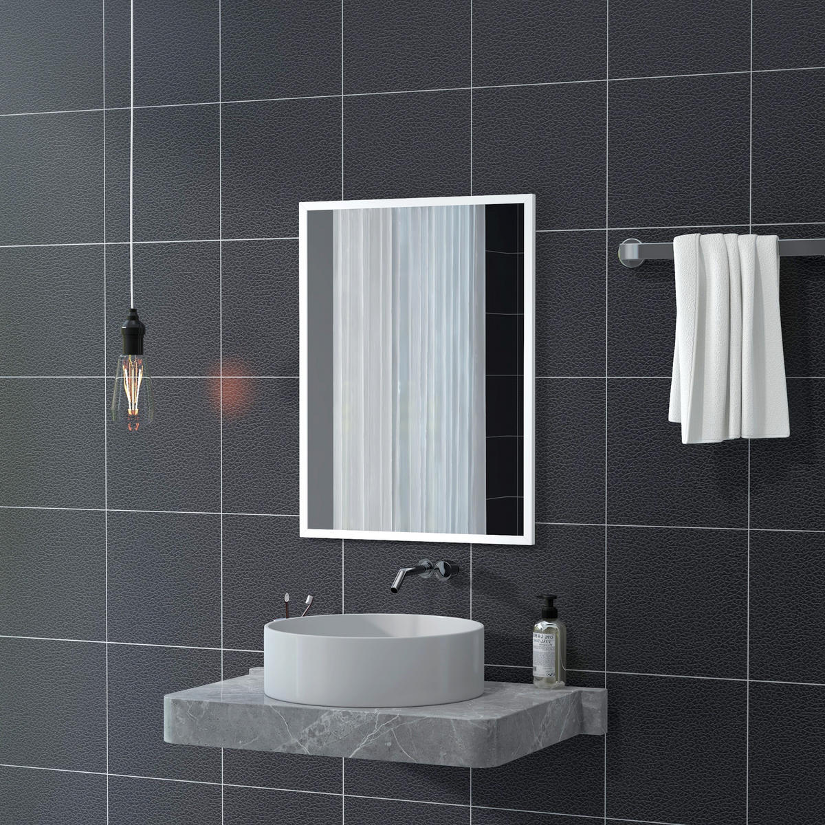 WANDSPIEGEL MDF Glas Weiß - Weiß, Holzwerkstoff (2/80/60cm) - HOMCOM